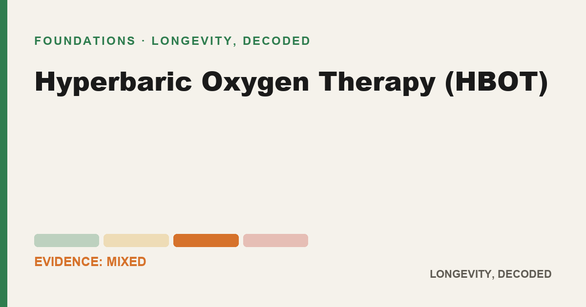 Hyperbaric Oxygen Therapy (HBOT), evidence-rated longevity guide