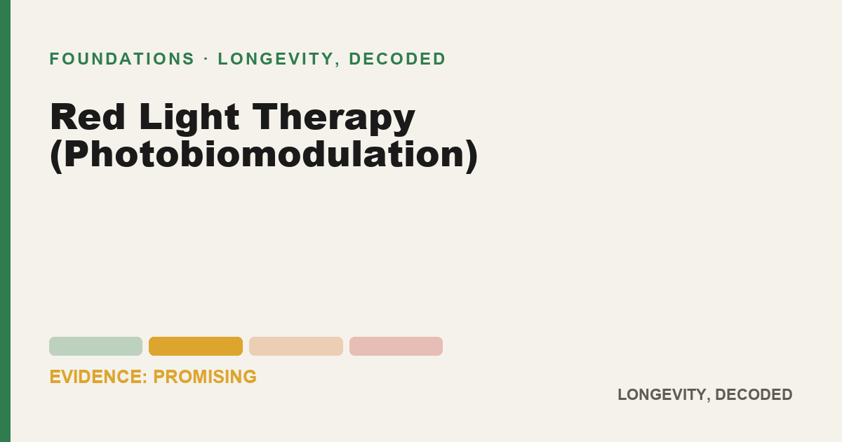 Red Light Therapy (Photobiomodulation), evidence-rated longevity guide